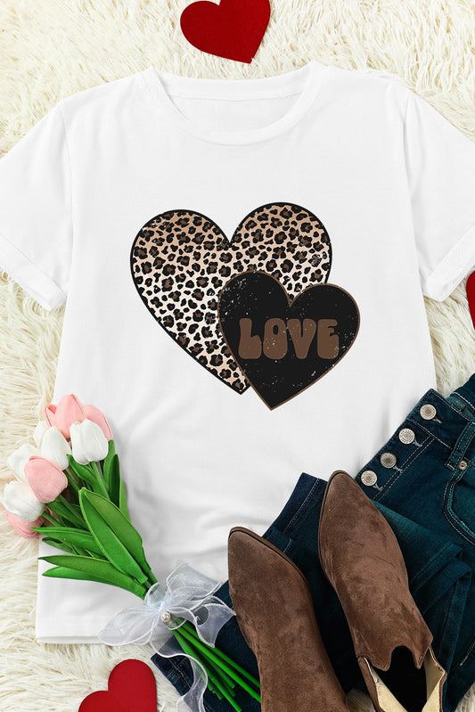 Love Always Leopard Heart Graphic Tee