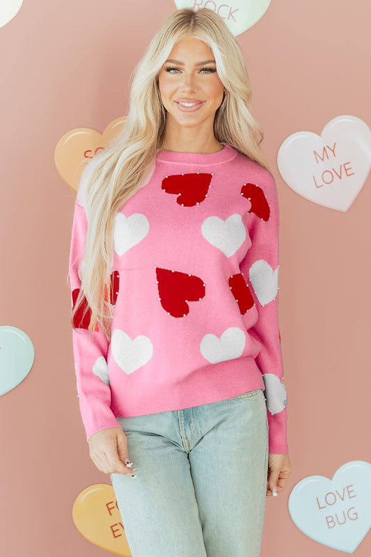 Loved Beyond Measure Pearl Heart Sweater