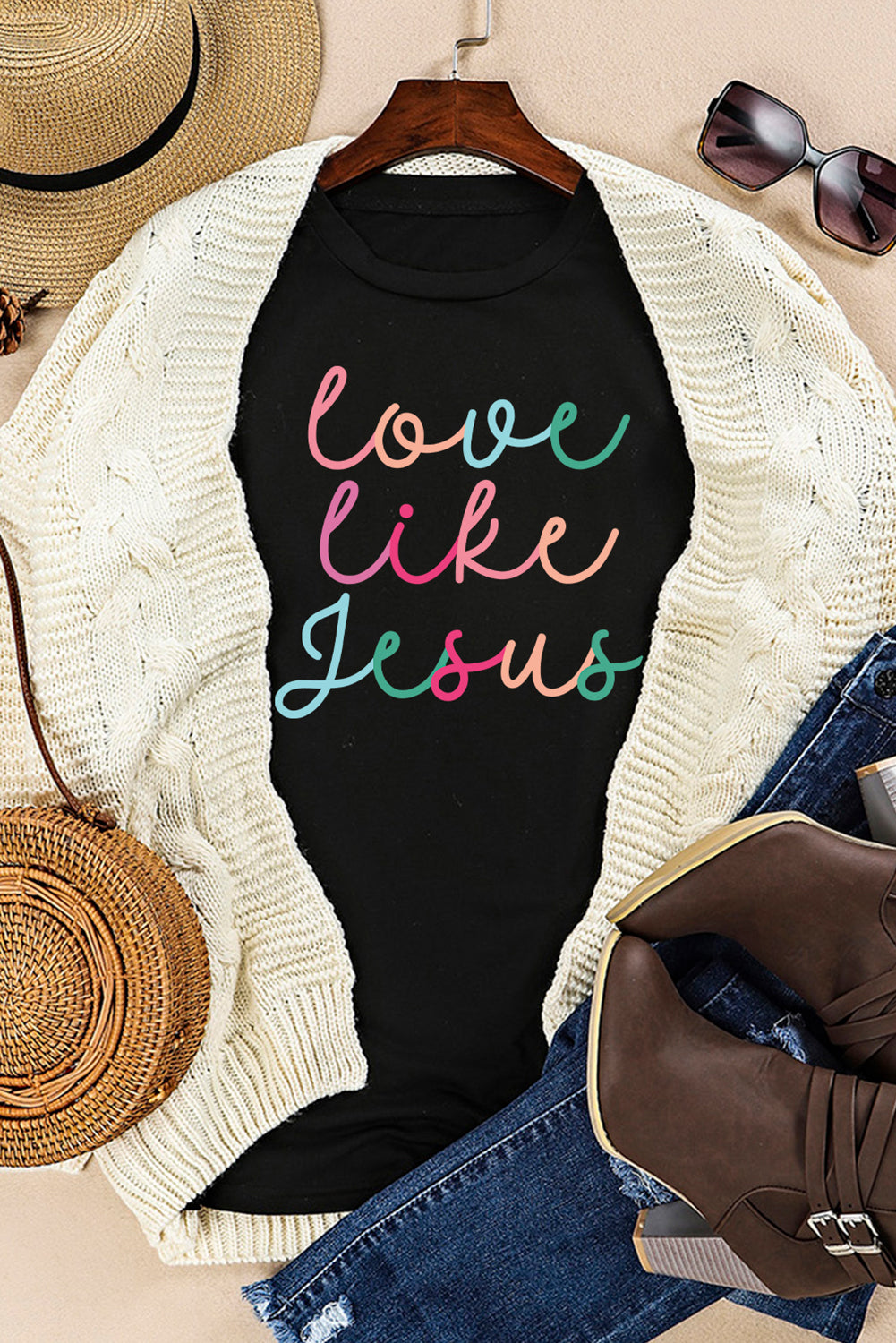 Love Like Jesus Crew Neck Graphic Tee