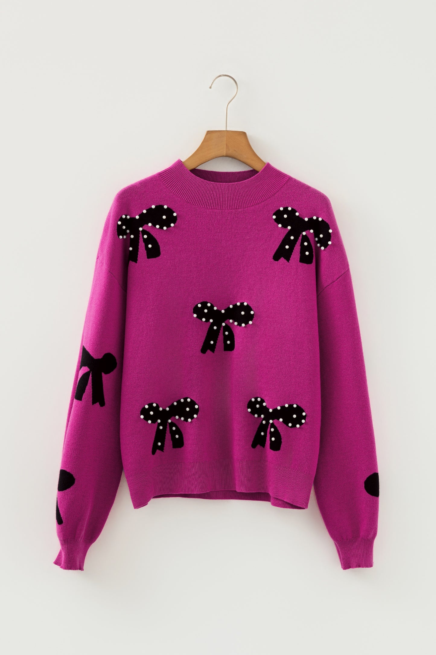 Gracefully Adorned Pearl Bow Sweater