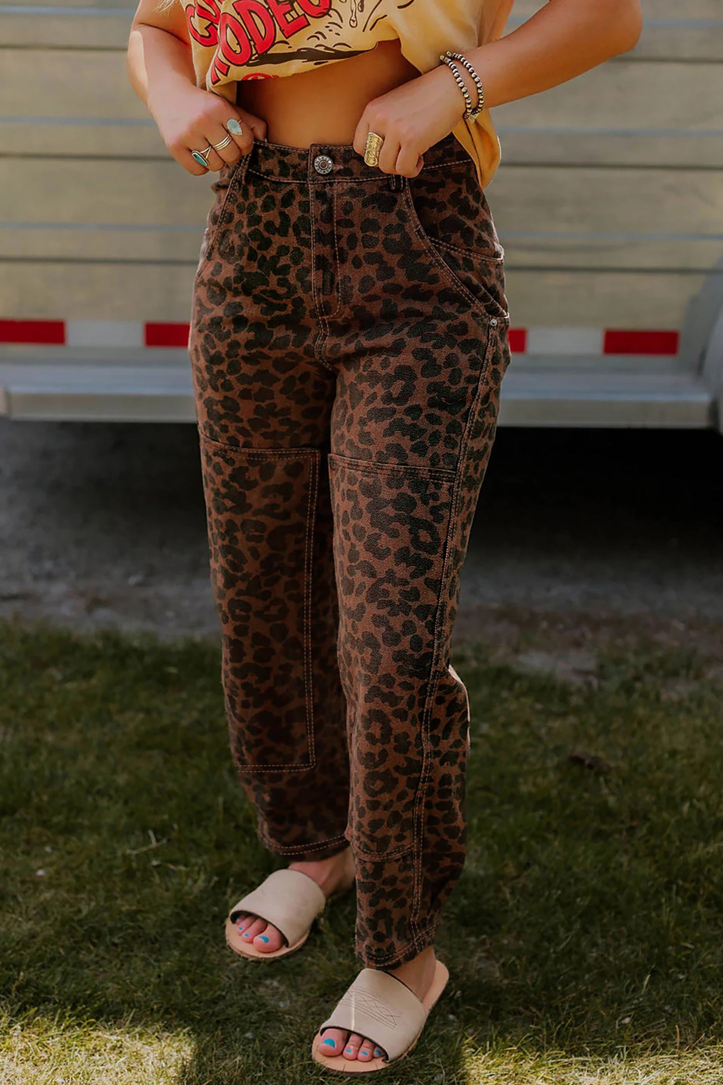 Confidently Set Apart Leopard Denim Pants | Everyday Faith Style