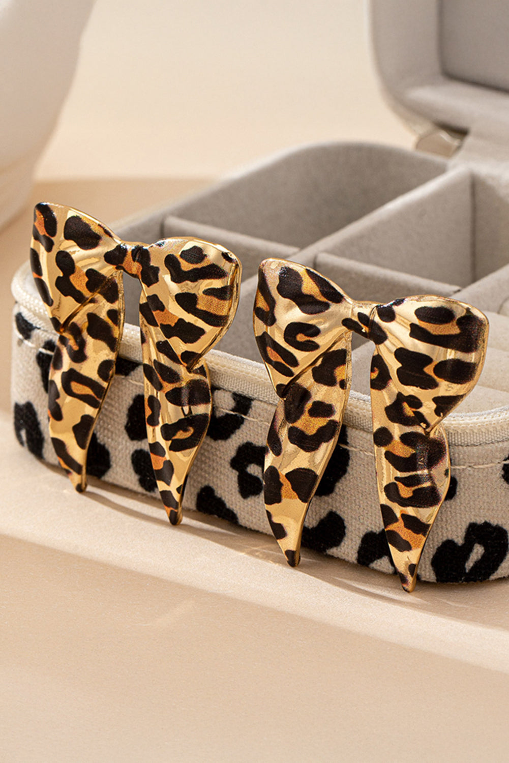 Leopard Bow Stud Earrings | Bold Faith Style