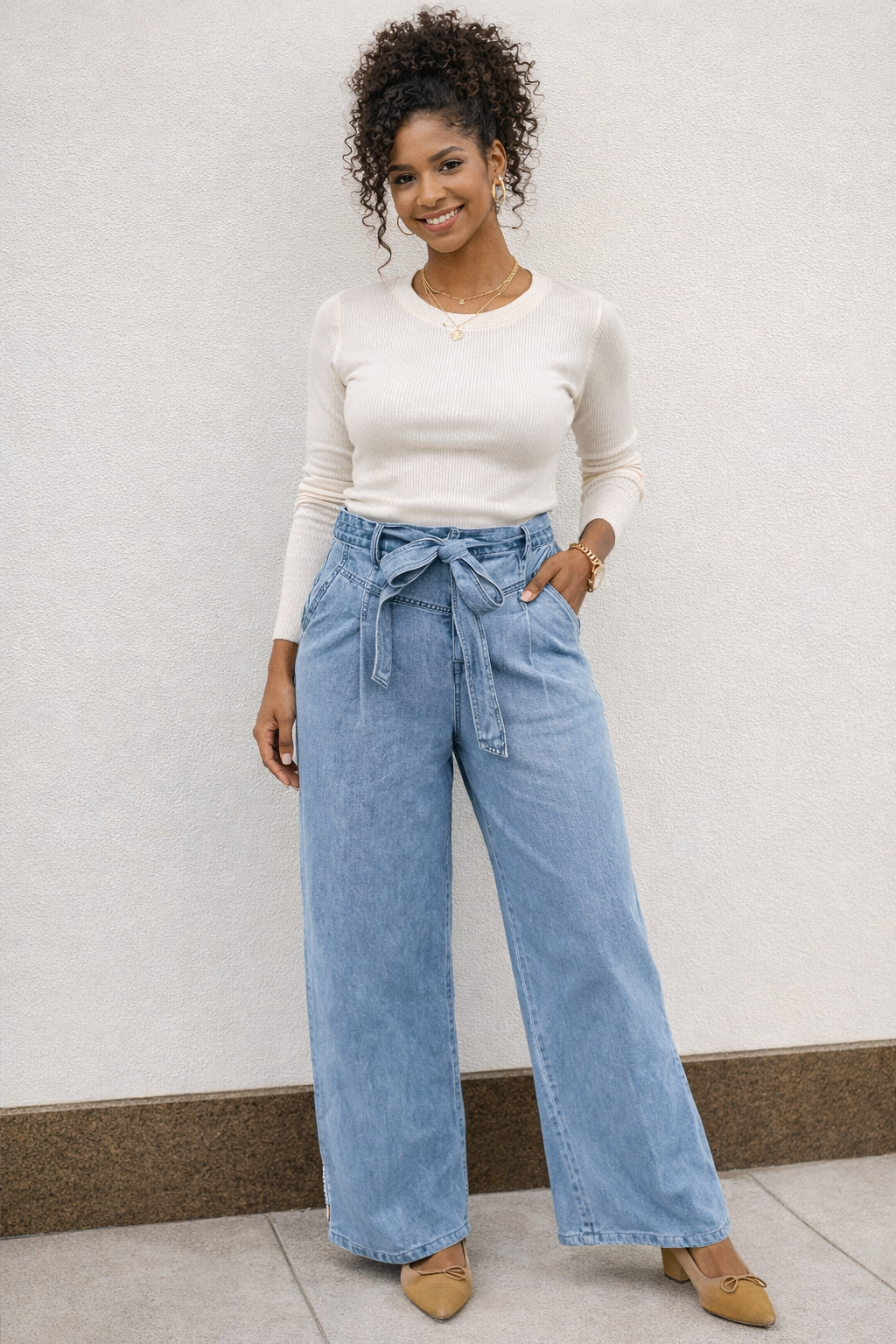Gracefully Grounded Paperbag Waist Jeans