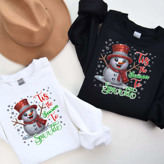 Sparkle Snowman Women's Crewneck Pullover Sweatshirt