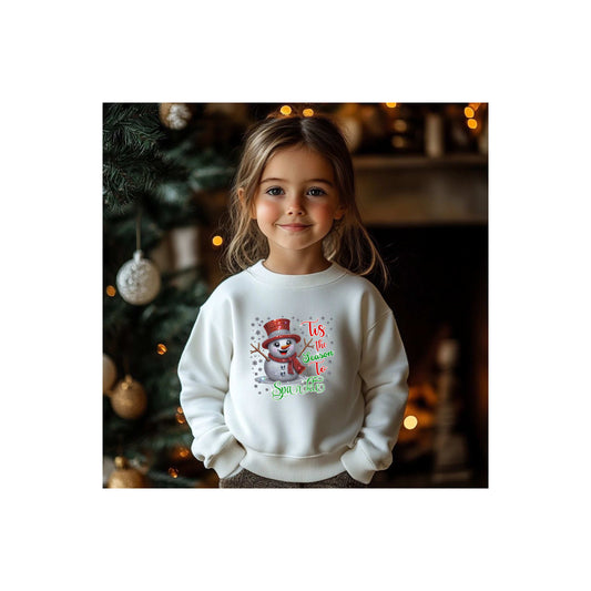 Sparkle Snowman Girl's Heavy Blend Fleece Crew
