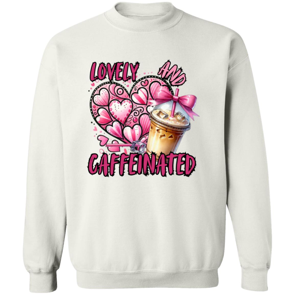 Lovely and Caffeinated Crewneck Pullover Sweatshirt