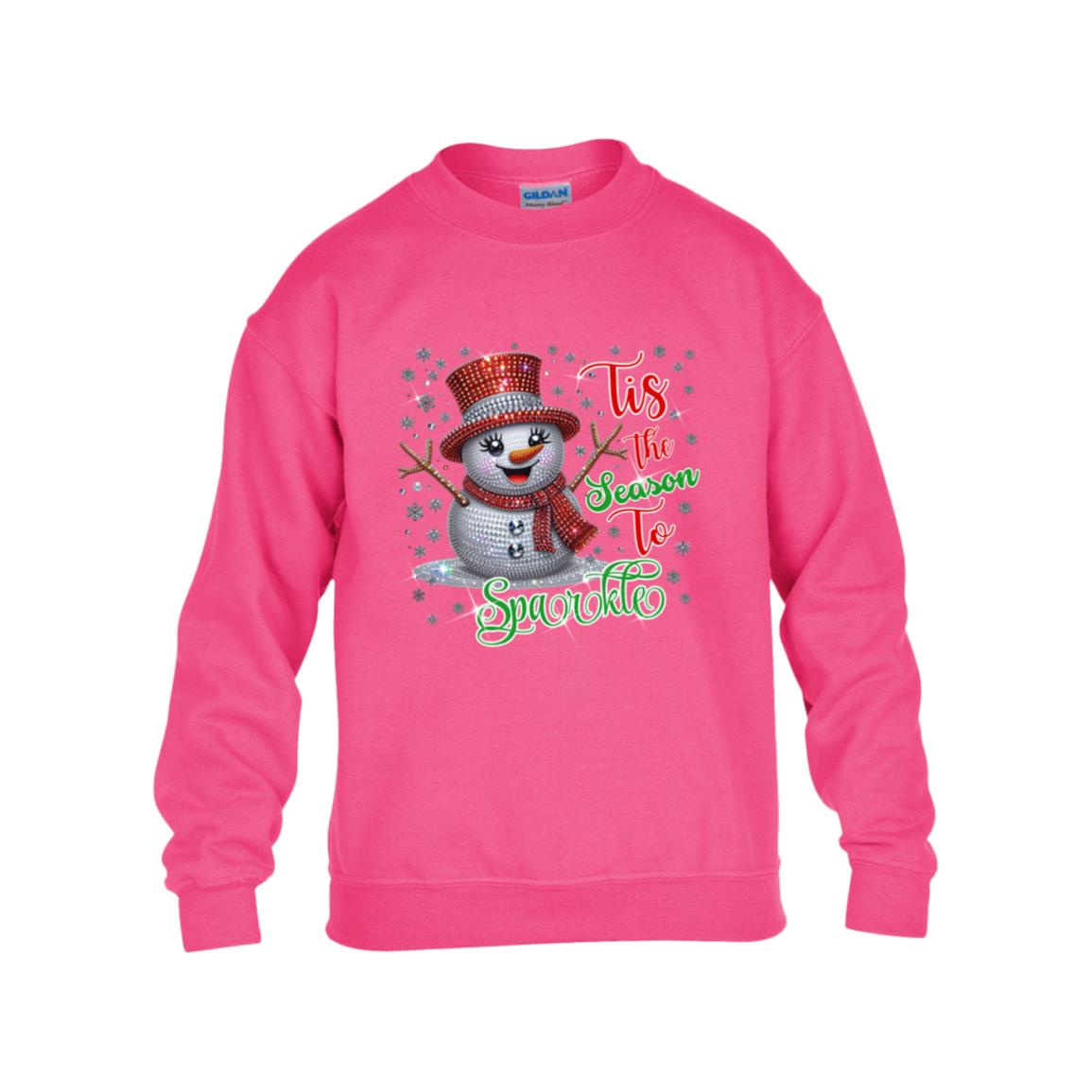 Sparkle Snowman Girl's Heavy Blend Fleece Crew