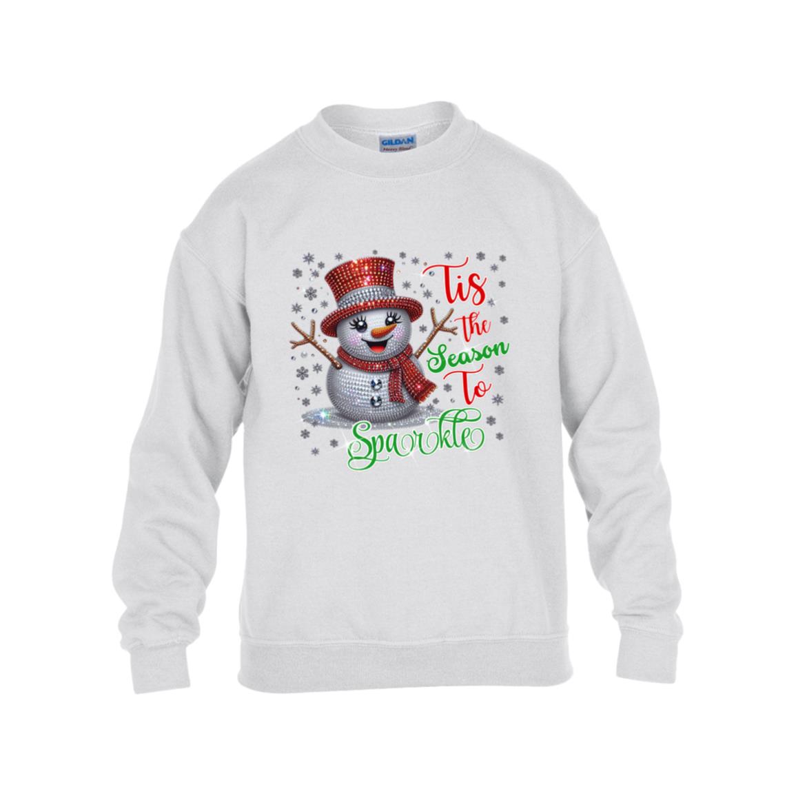 Sparkle Snowman Girl's Heavy Blend Fleece Crew