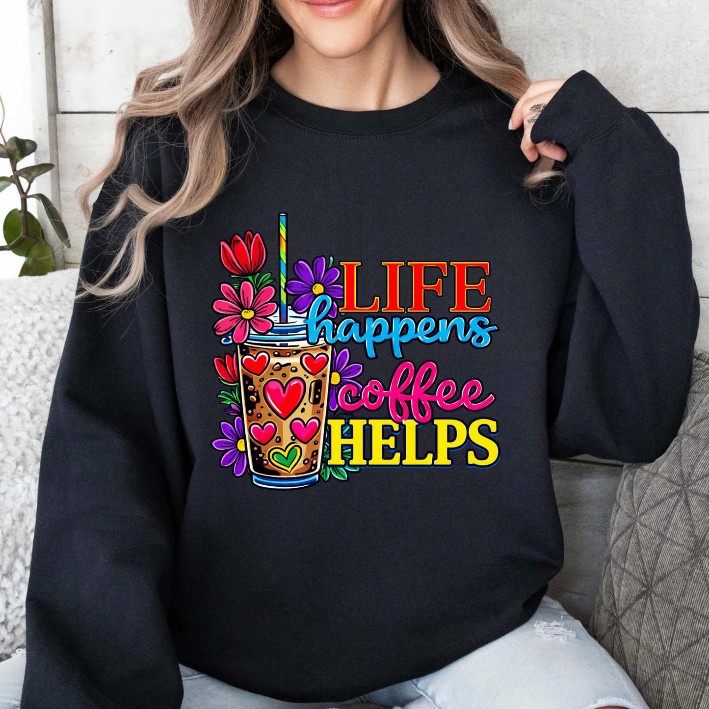 Coffee Helps Crew Neck Sweatshirt