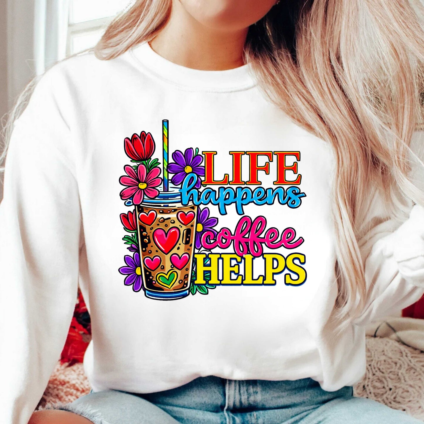 Coffee Helps Crew Neck Sweatshirt
