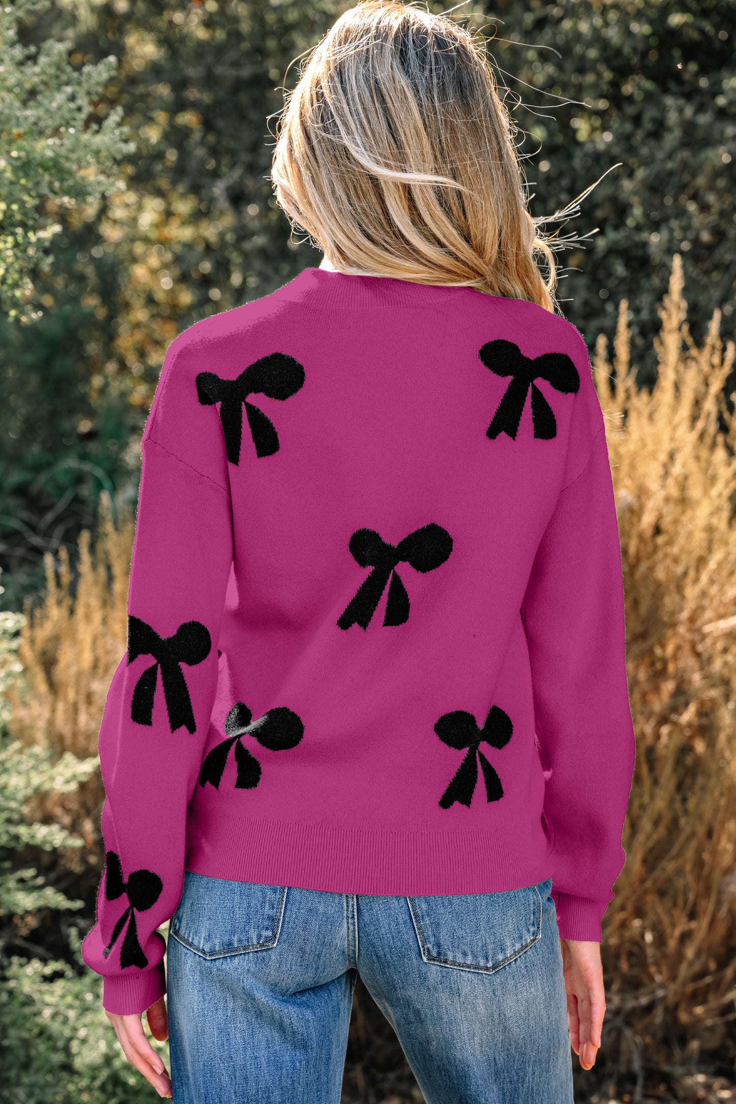 Gracefully Adorned Pearl Bow Sweater