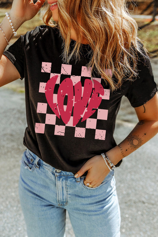 LOVE Checkered Graphic Tee